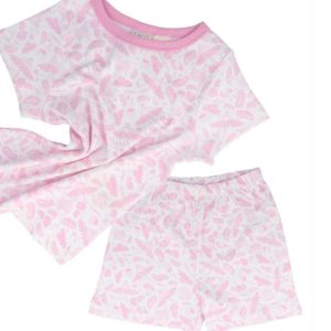 Organic Nights Children's Organic Cotton Short Pyjama Set - Blush Wings Pink - Image 1